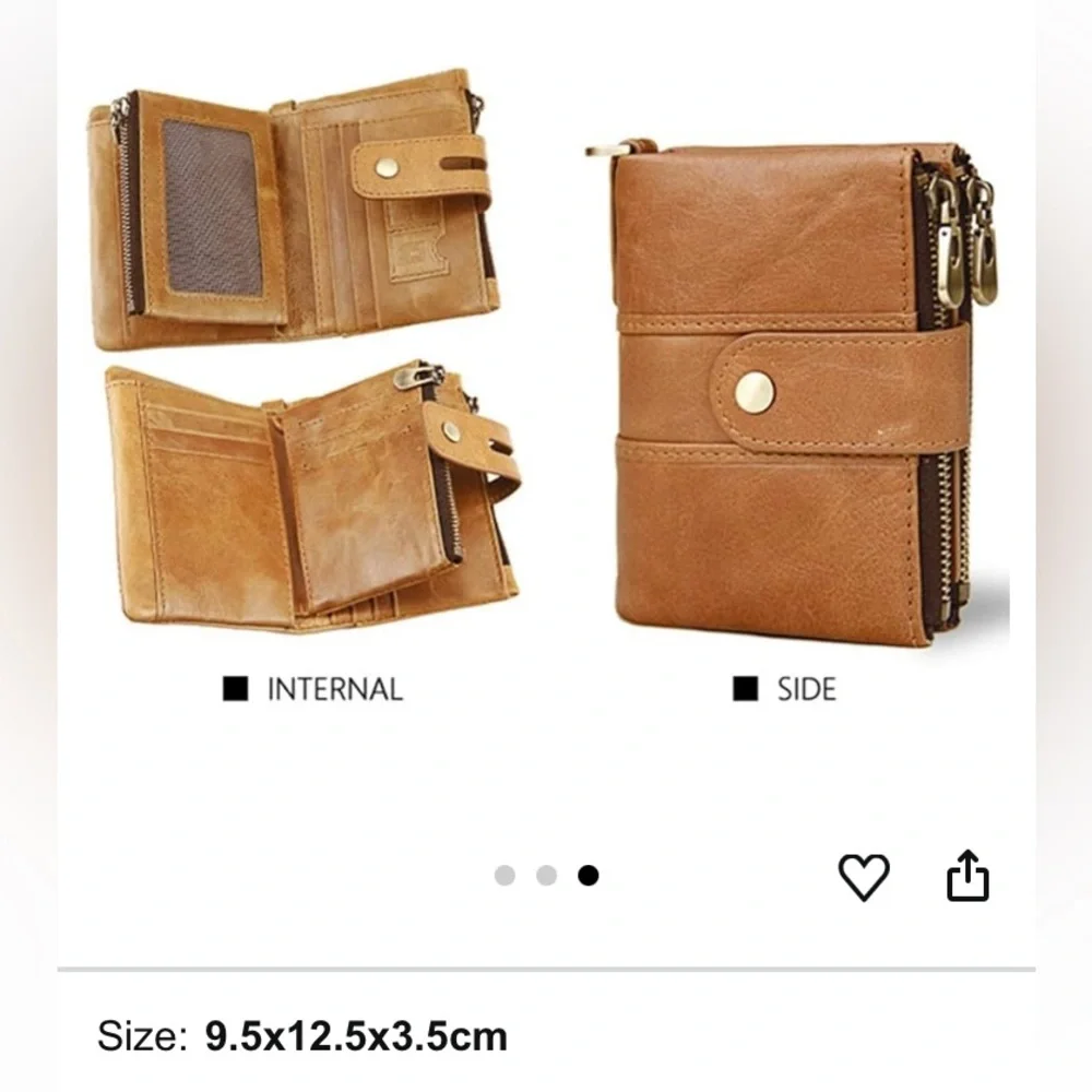 Small leather wallet no brand , removable ID case, unisex